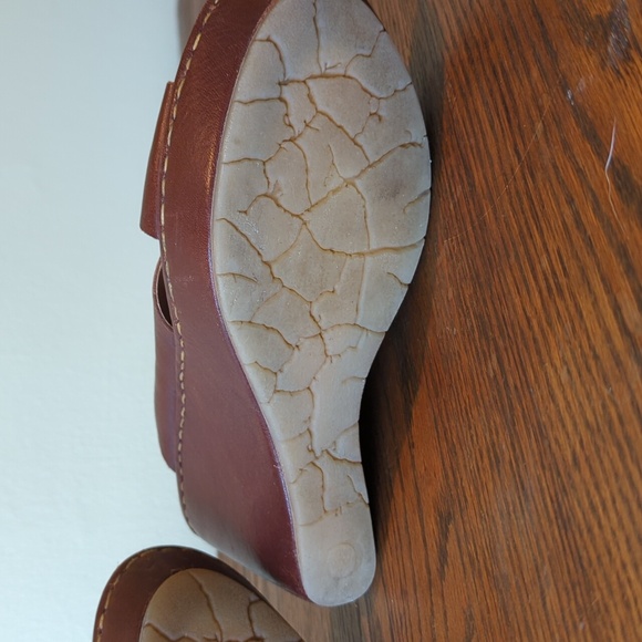 Børn Brown Leather Wedge Sandal - Picture 6 of 8